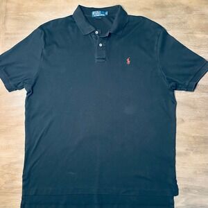 Mens Polo Ralph Lauren Black Short Sleeve Classic Fit Polo‎ Shirt Size XL